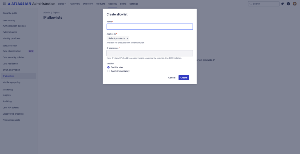 Atlassian Analytics IP Allowlisting