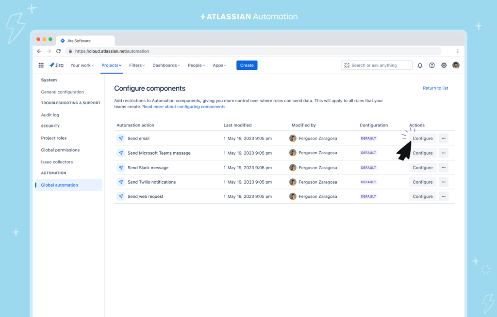 Automation enterprise component controls 